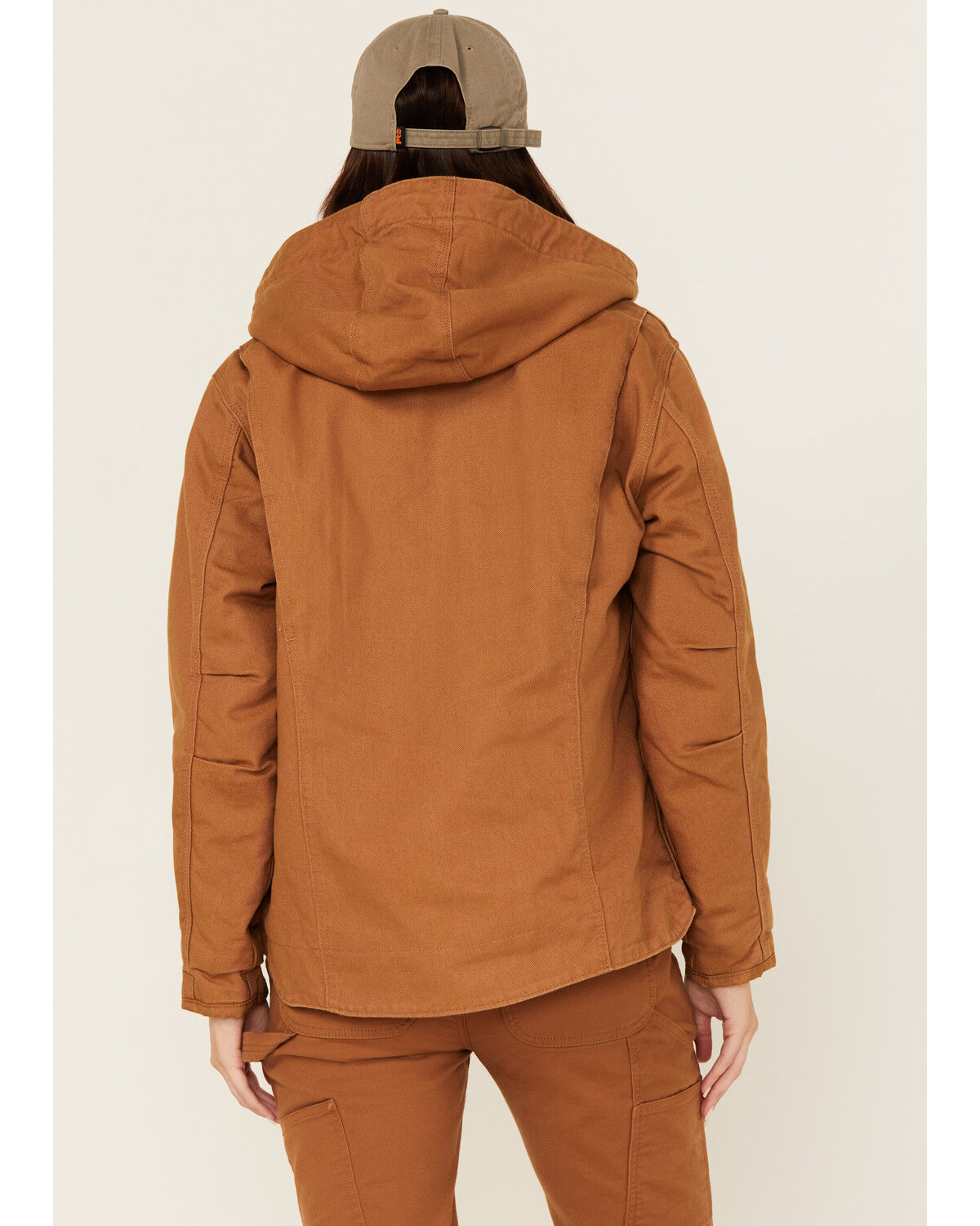 Image #4 - Carhartt Women's Washed Duck Sherpa Lined Loose Fit Jacket, Brown, hi-res