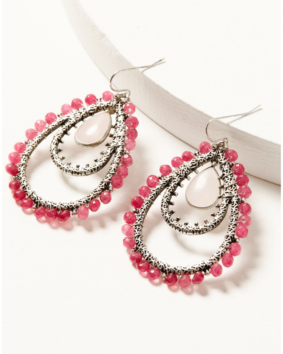 Image #1 - Shyanne Women's Prism Skies Embellished Double Teardrop Earrings, Silver, hi-res