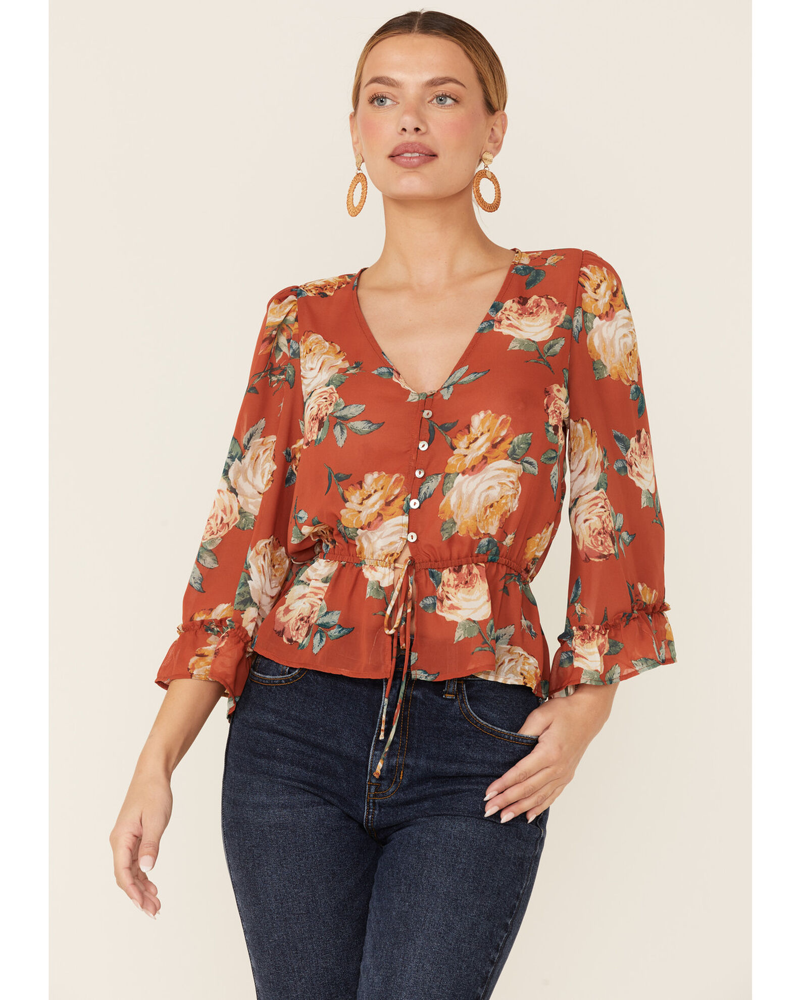Chiffon bell sleeve top outlet