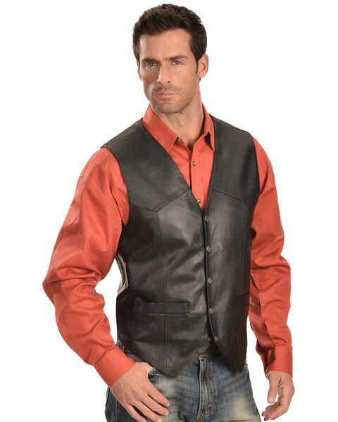 Image #1 - Scully Men's Lambskin Snap Front Vest, Black, hi-res