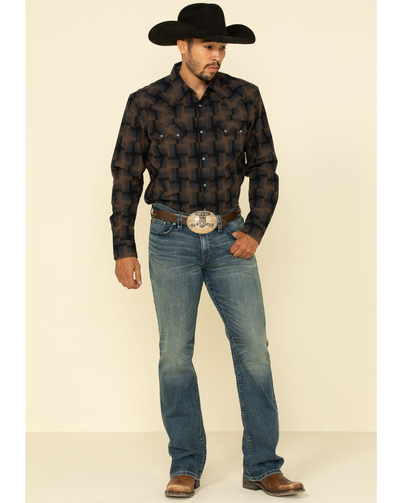 Moonshine Spirit Men's Deep Pockets Dark Wash Stretch Slim Boot Jeans , Blue, hi-res