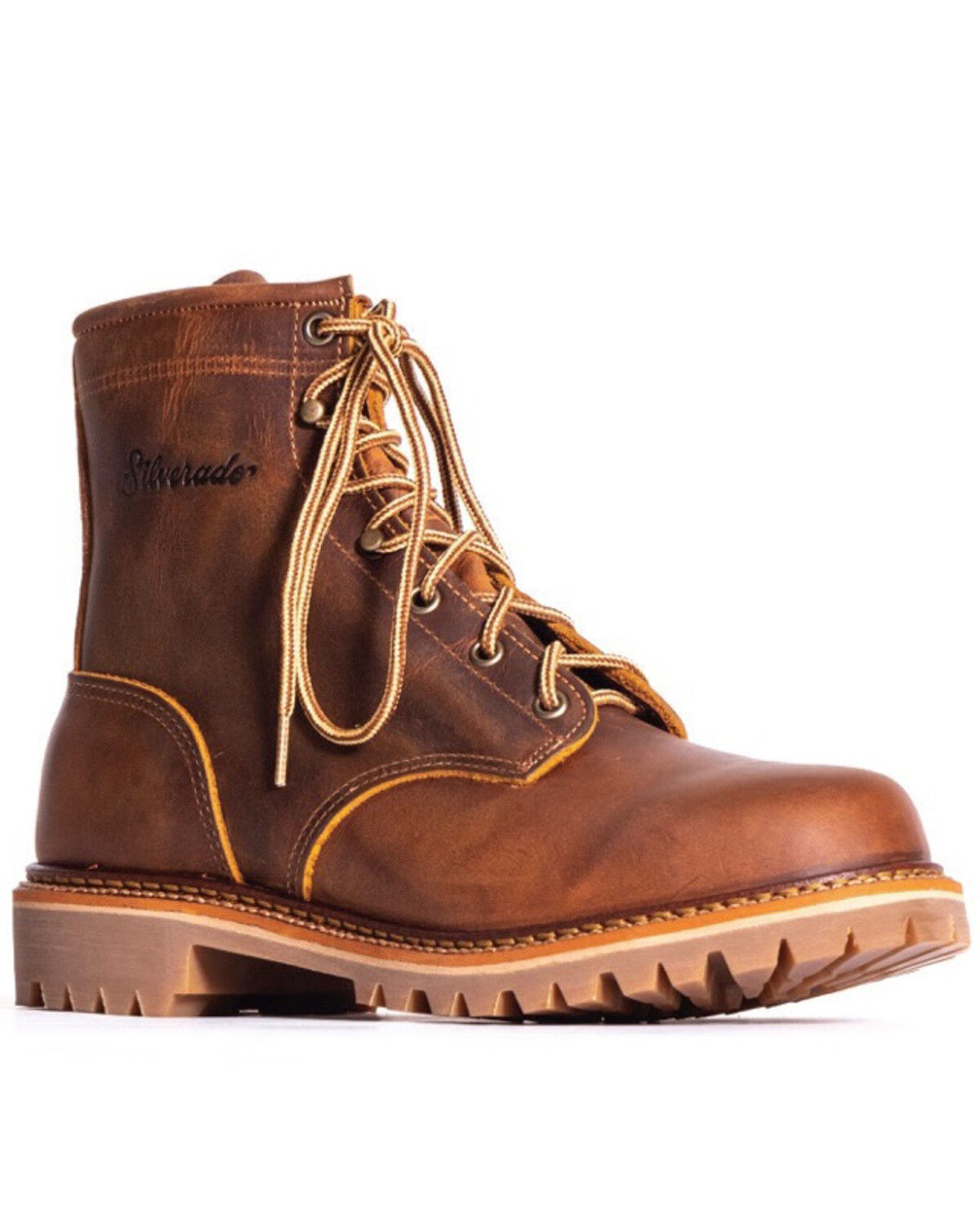 Image #1 - Silverado Men's 6" Lace-Up Work Boots - Soft Toe, Tan, hi-res