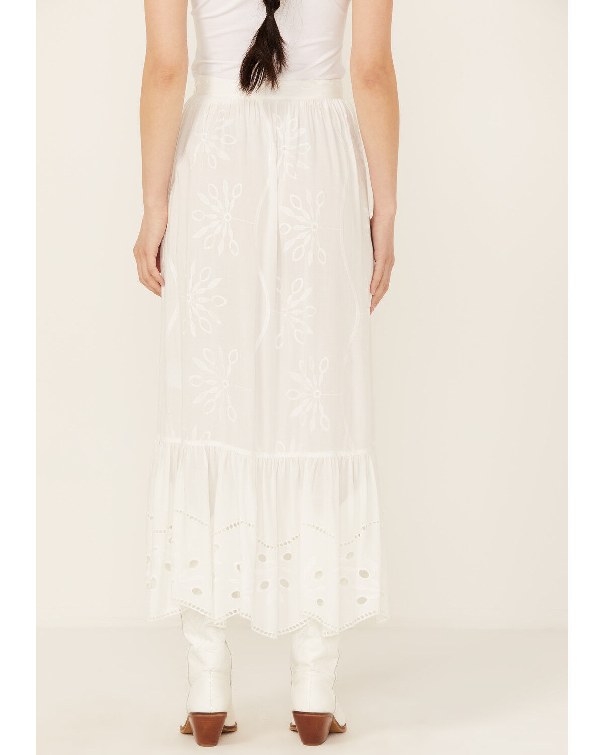 Image #4 - Beyond The Radar Women's Eyelet Midi Skirt, White, hi-res