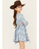 Image #2 - Wrangler Girls' Butterfly Print Denim Long Sleeve Dress, Blue, hi-res