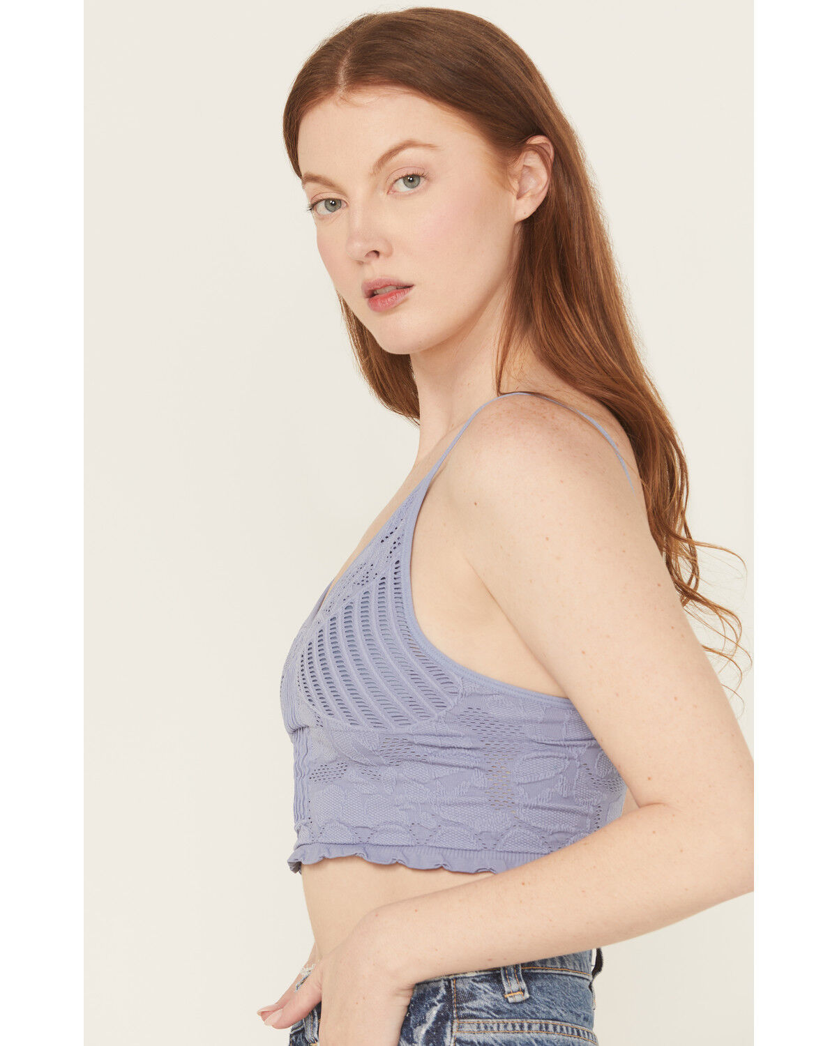 Image #2 - Fornia Women's Seamless Floral Bralette, Blue, hi-res