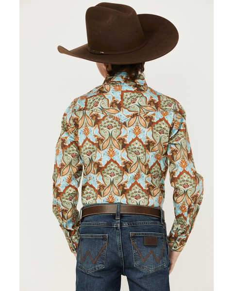 Image #4 - Cody James Boys' Paisley Print Long Sleeve Shirt, Turquoise, hi-res