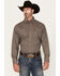 Image #1 - George Strait by Wrangler Men's Geo Print Long Sleeve Snap Stretch Western Shirt, Dark Brown, hi-res