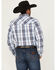 Image #4 - Wrangler 20X Men's Plaid Print Long Sleeve Snap Stretch Western Shirt, Blue, hi-res