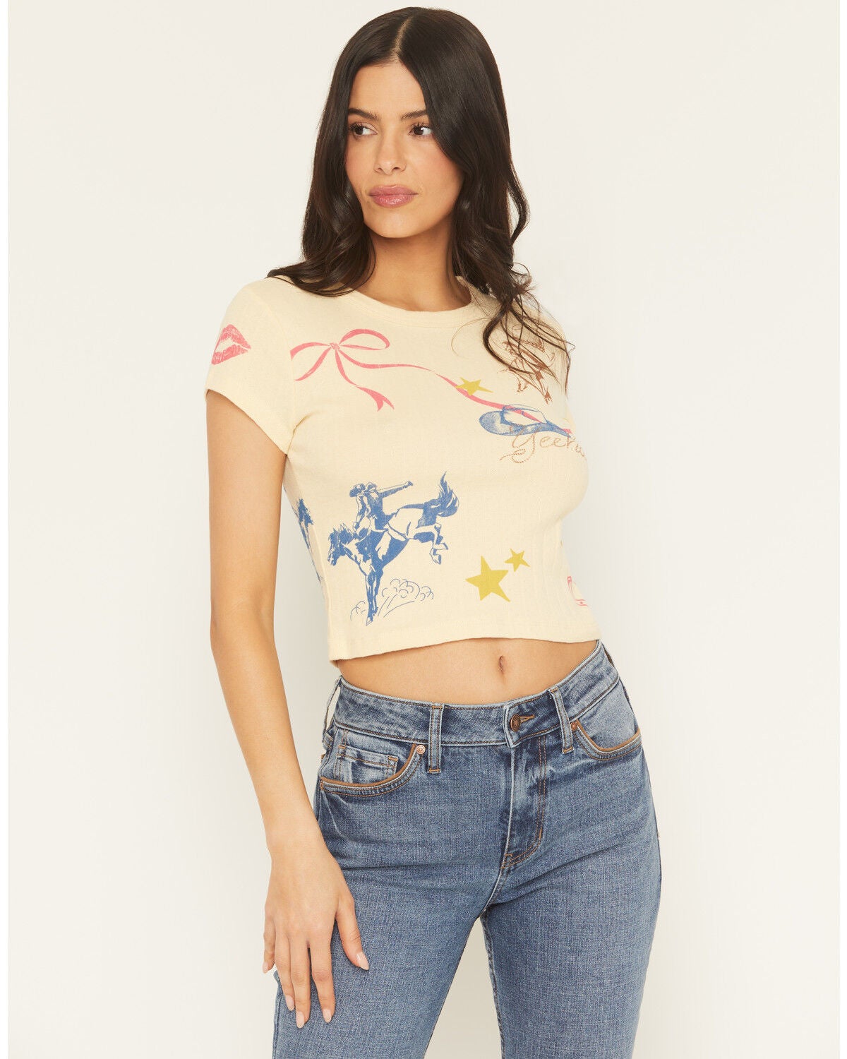 Day Dreamer Women's Rodeo Bow Tee, Yellow, hi-res