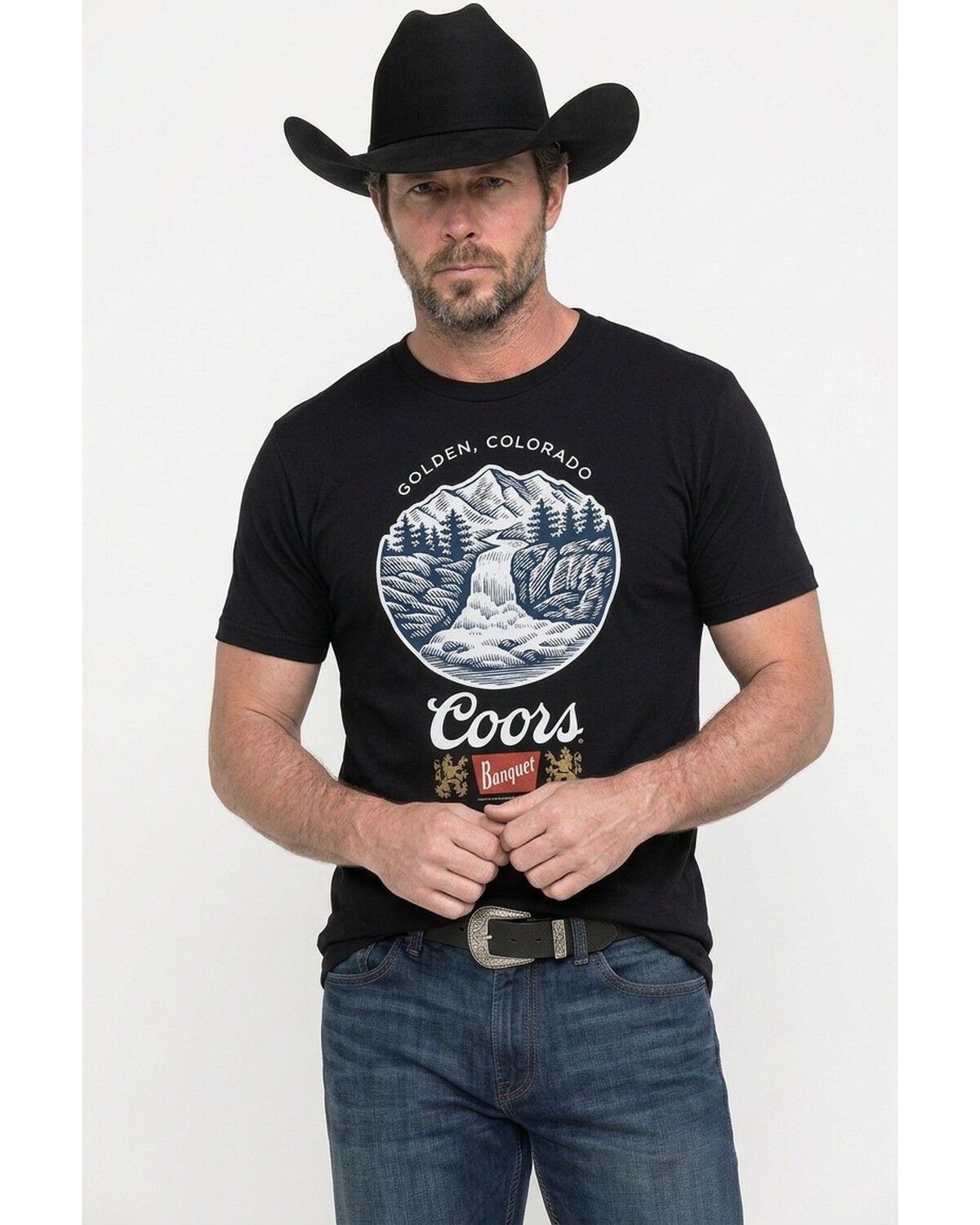Coors Men's Banquet Outdoors Short Sleeve Graphic T-Shirt, Black, hi-res