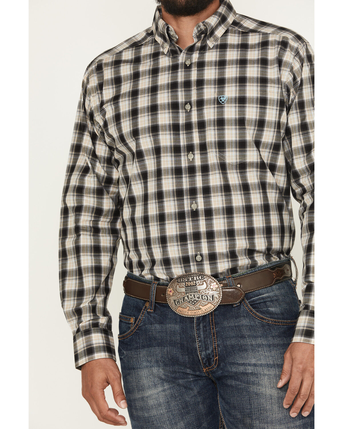 Image #3 - Ariat Men's Garrett Plaid Print Long Sleeve Button-Down Western Shirt - Tall, Black, hi-res