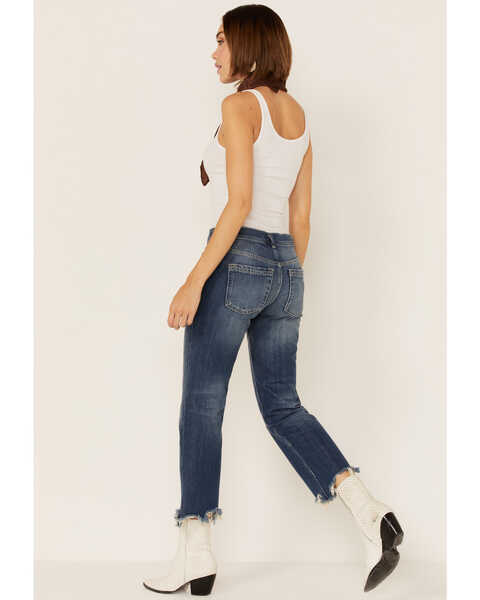 Image #3 - Free People Women's Mid Rise Crop Straight Jeans , Dark Blue, hi-res