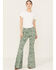 Image #1 - Rock & Roll Denim Women's High Rise Reversible Bargain Bell Bottom Jeans, Green, hi-res