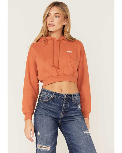 Image #1 - Levi's Women's Laundry Day Cropped Hoodie, Brown, hi-res