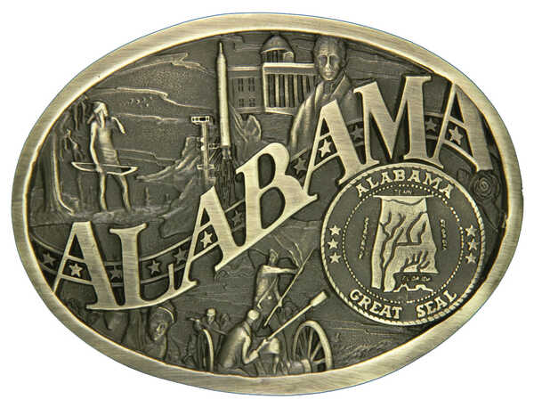 Image #1 - Montana Silversmiths Alabama State Heritage Attitude Belt Buckle, Gold, hi-res