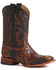 Stetson Men's Brown Handtooled Cross Boots - Square Toe , Brown, hi-res