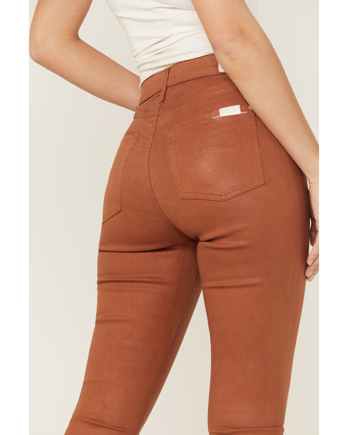Image #4 - 7 For All Mankind Women's Coated Faux Leather Ankle Skinny Jeans, Brown, hi-res