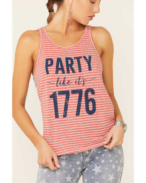 Image #3 - Cut & Paste Women's Party Like It's 1776 Graphic Tank Top, Red, hi-res