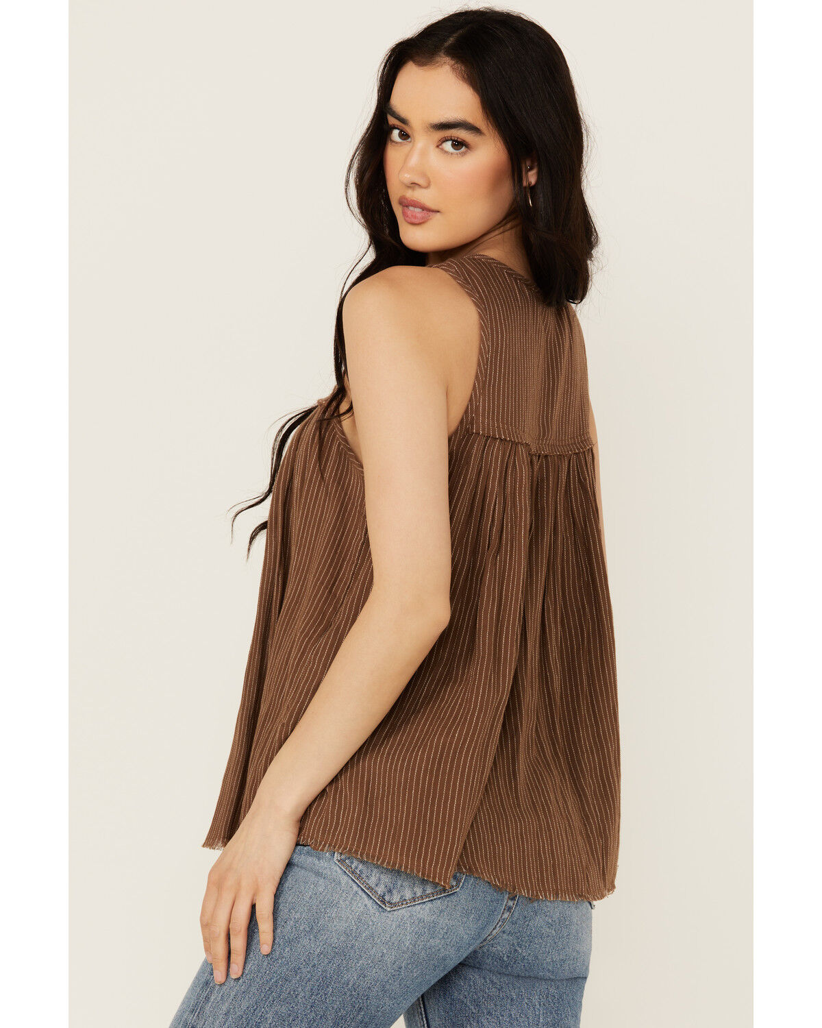 Image #4 - Cleo + Wolf Women's Betty Striped Print Tank Top, Sage, hi-res