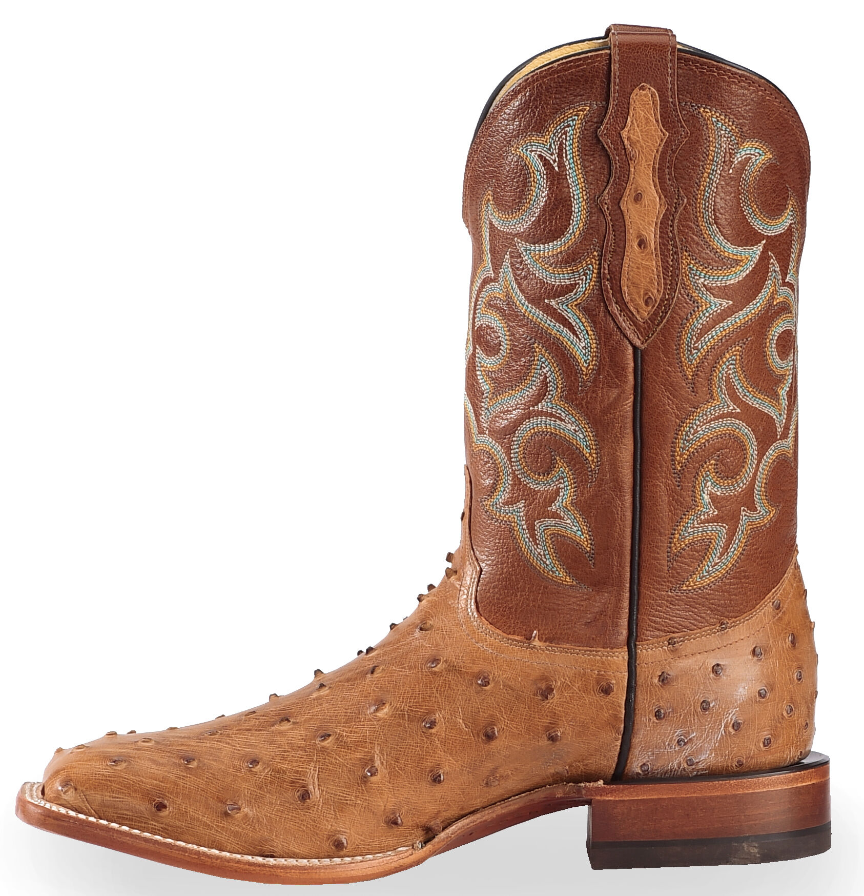 justin ostrich boots square toe