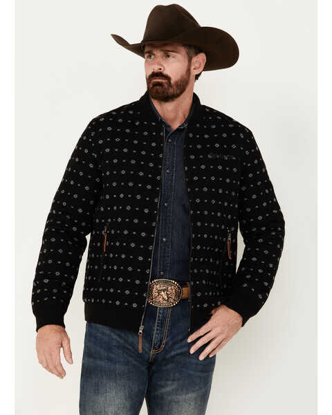 Image #1 - Hooey Men's Southwestern Print Wool Jacket, Black, hi-res