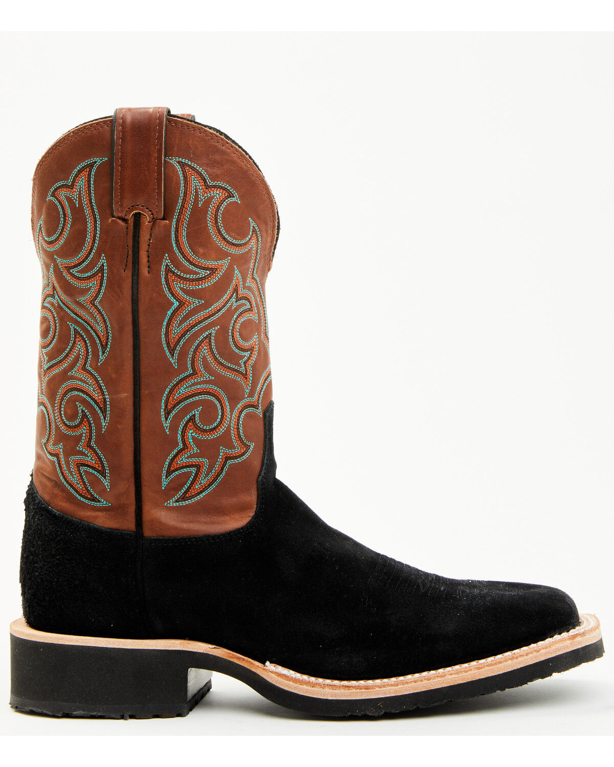 Image #2 - Justin Men's Alamo Roughout Western Boots - Broad Square Toe, Black, hi-res