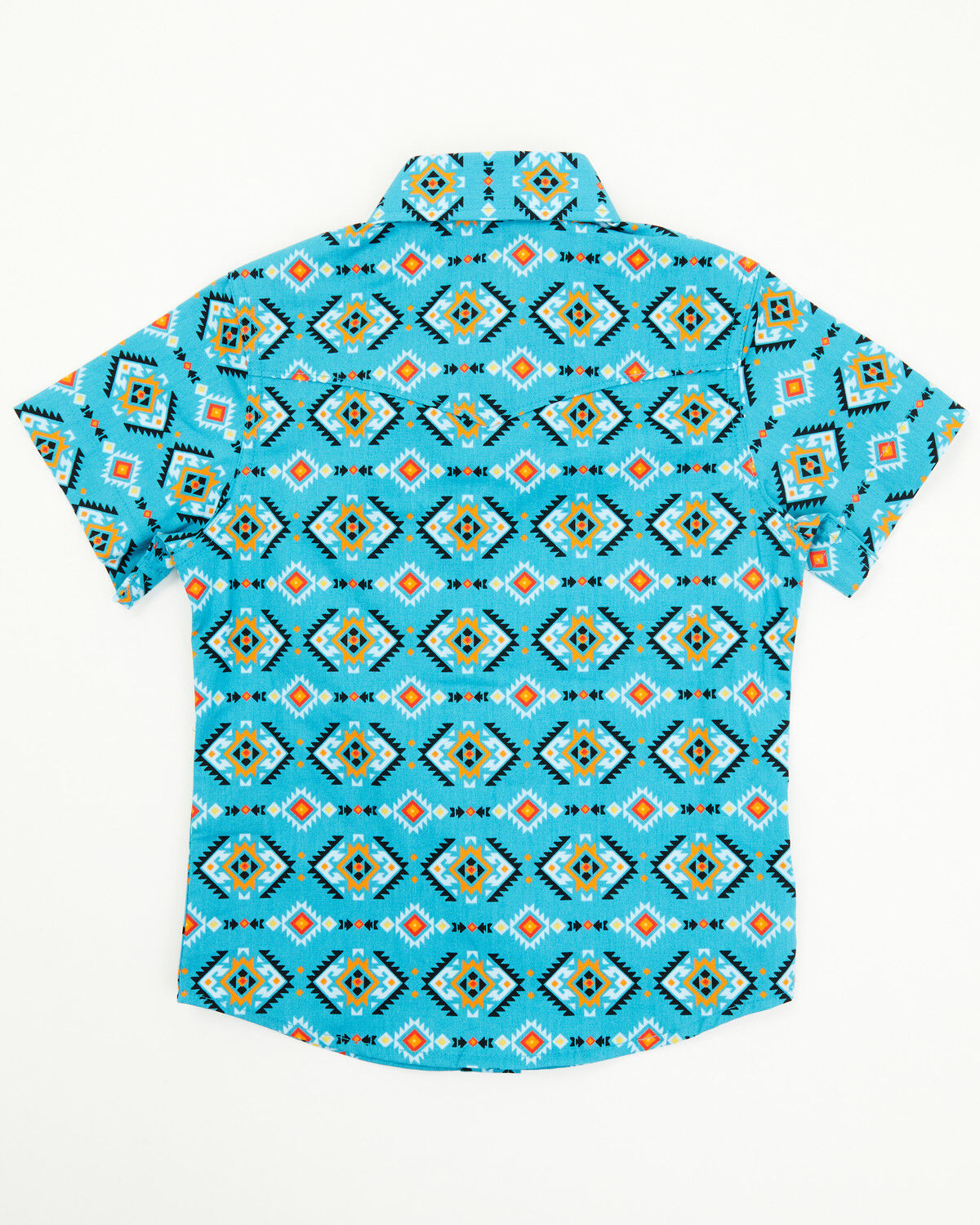 Image #3 - Rodeo Clothing Little Boys' Southwestern Print Short Sleeve Snap Western Shirt, Turquoise, hi-res