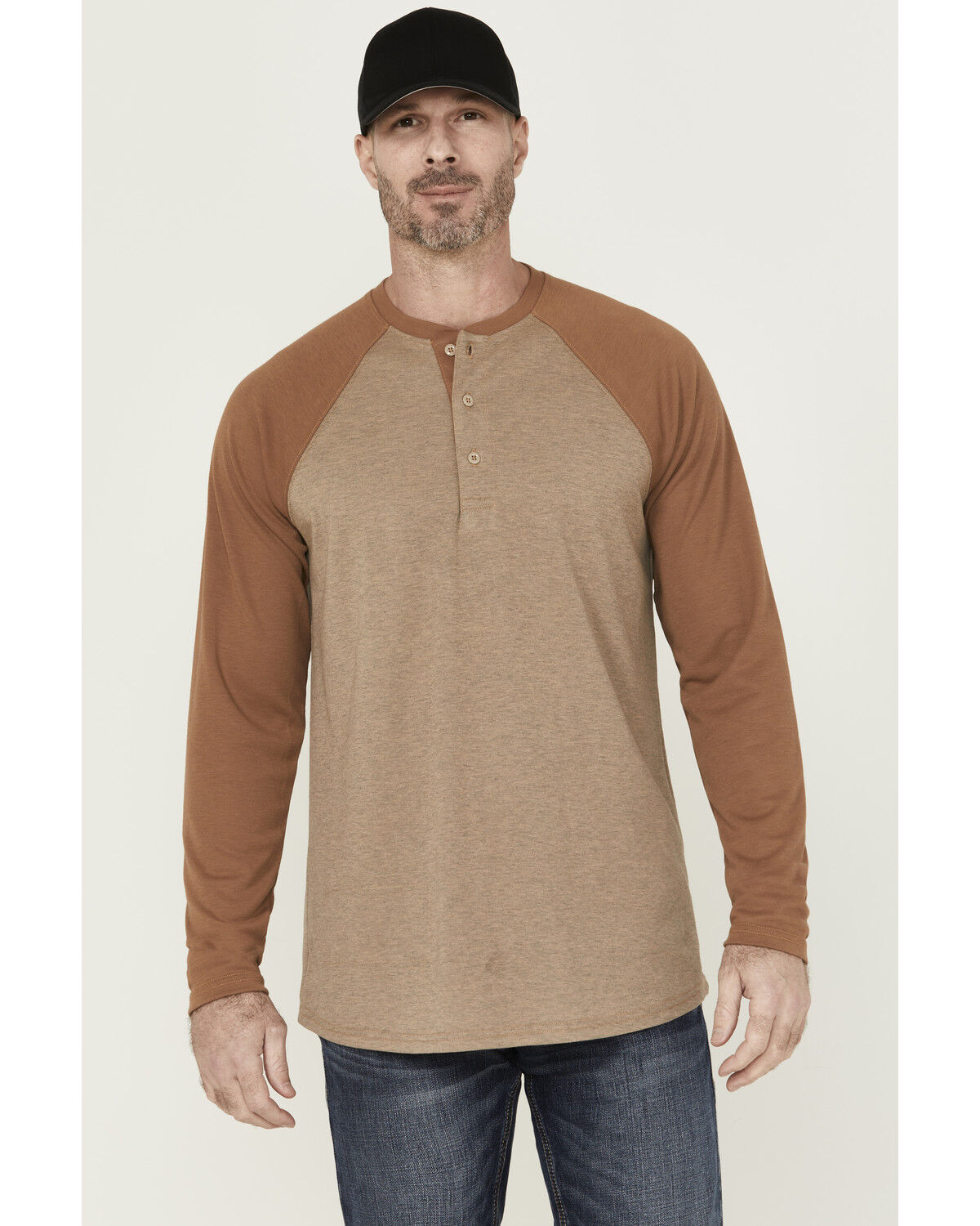 Image #1 - Cody James Men's FR Bronze Raglan Long Sleeve Henley Work Shirt, Bronze, hi-res