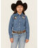 Image #1 - Roper Girls' Western Long Sleeve Button-Down Denim Shirt, Blue, hi-res