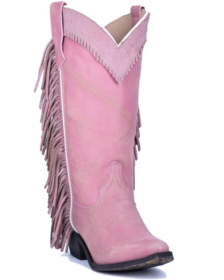 Laredo Women S Pink Side Fringe Western Boots Snip Toe Country Outfitter