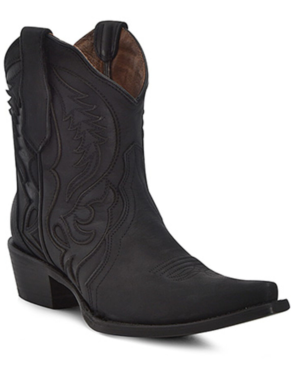 Image #1 - Circle G Women's Inlay Western Booties - Snip Toe, Black, hi-res