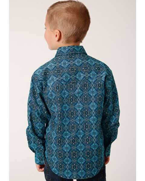 Image #2 - Stetson Boys' Ruby Falls Printed  Long Sleeve Snap Western Shirt, Blue, hi-res