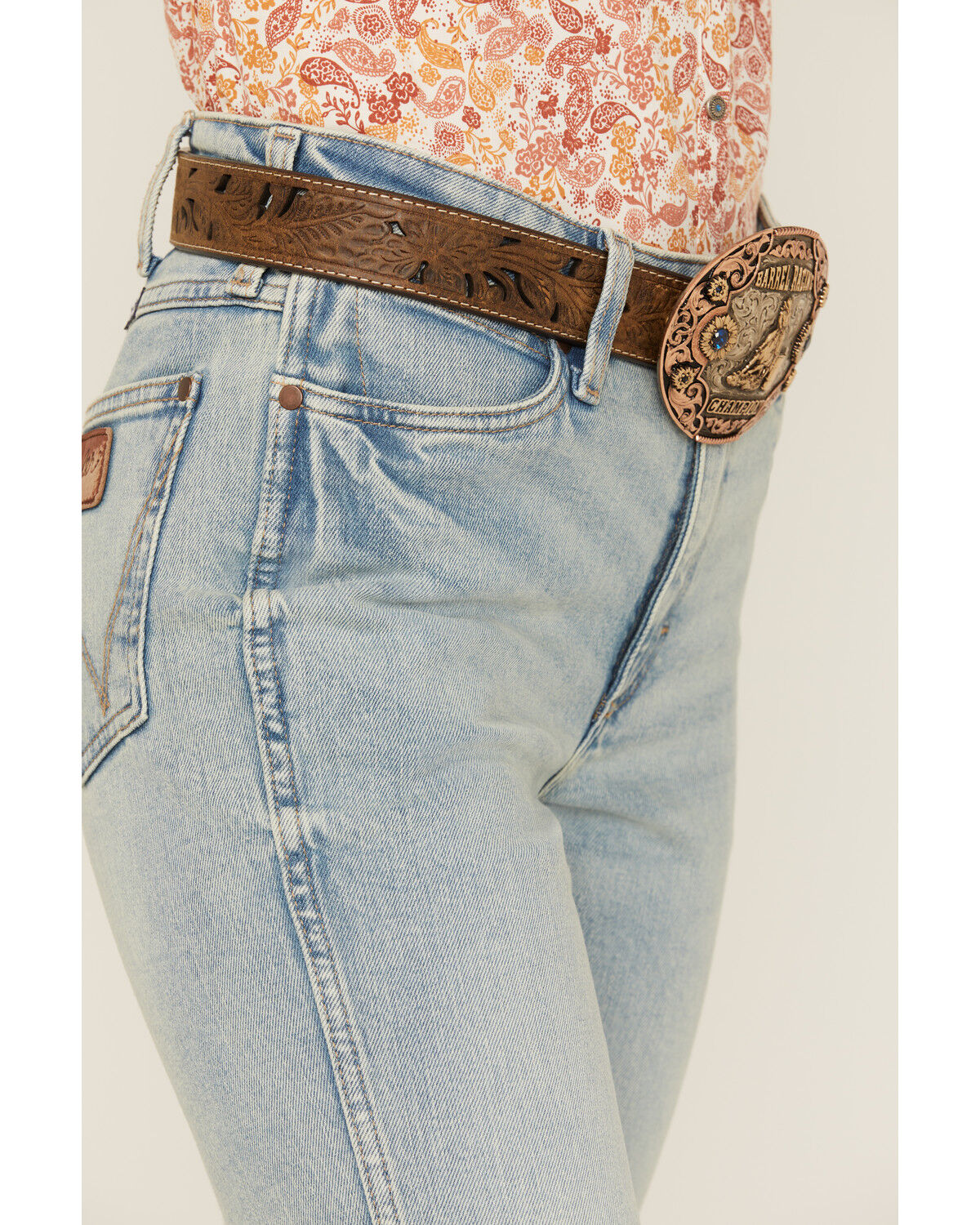 Image #2 - Wrangler Retro Women's Florence Light Wash High Rise Bailey Stretch Trouser Jeans, Light Wash, hi-res