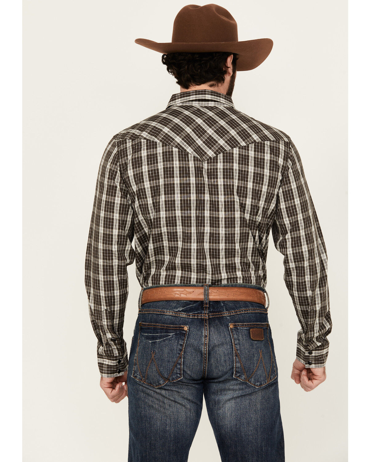 Image #4 - Gibson Trading Co Men's Dark Knight Plaid Print Long Sleeve Snap Stretch Western Shirt, Black, hi-res