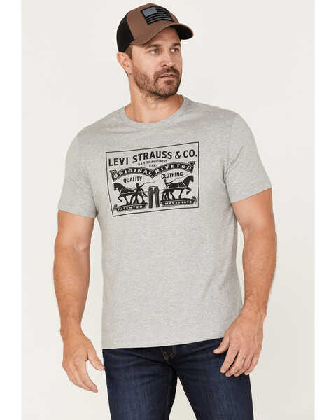Levi's Men's 2-Horse Logo Graphic T-Shirt, Heather Grey, hi-res