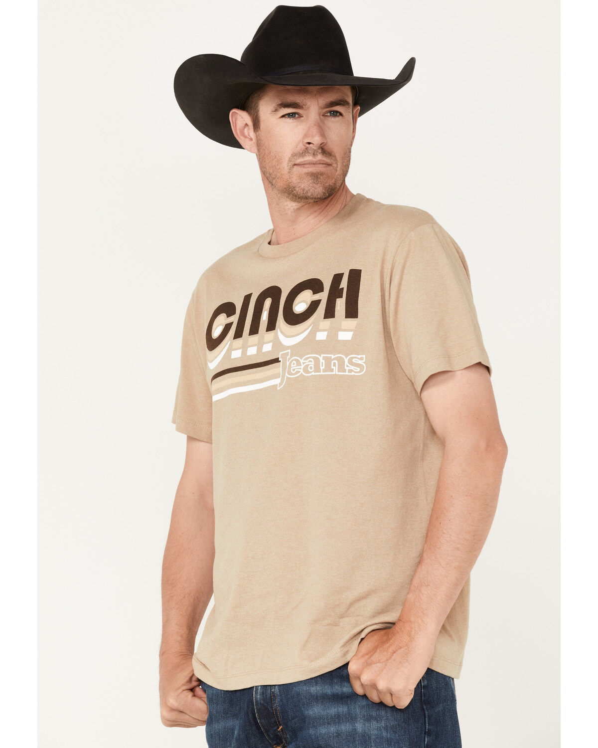 Image #2 - Cinch Men's Jeans Logo Graphic T-Shirt, Beige/khaki, hi-res
