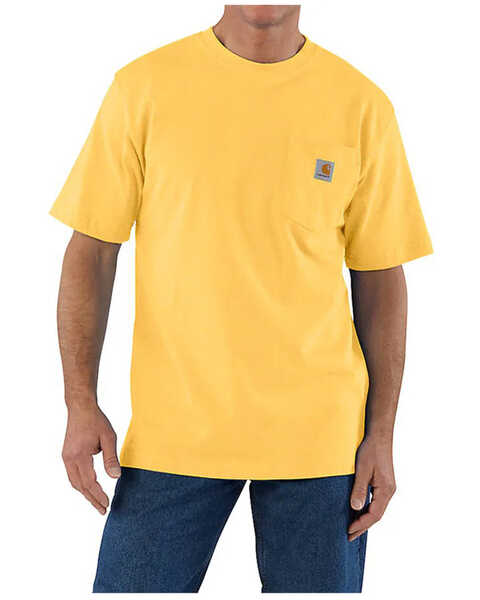 Carhartt Men's Loose Fit Heavyweight Short Sleeve Pocket T-Shirt , Yellow, hi-res