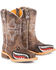 Image #2 - Tin Haul Boys' Tan and Red 8" Leather Western Boots - Square Toe, Tan, hi-res