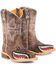 Tin Haul Boys' Tan and Red 8" Leather Western Boots - Square Toe , Tan, hi-res