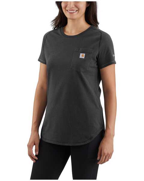 Image #1 - Carhartt Women's Force Relaxed Fit Midweight Short Sleeve Work Tee, Black, hi-res