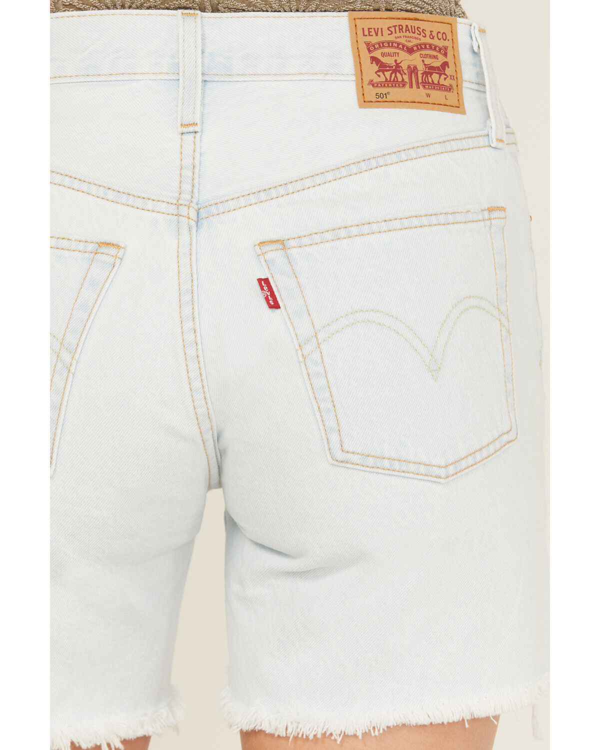 Image #4 - Levi's Women's 501® Fade Off Light Wash High Rise Mid Thigh Denim Shorts, Light Wash, hi-res