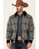 Powder River Outfitters Men's Charcoal Southwestern Print Wool Zip-Front Bomber Jacket , Charcoal, hi-res