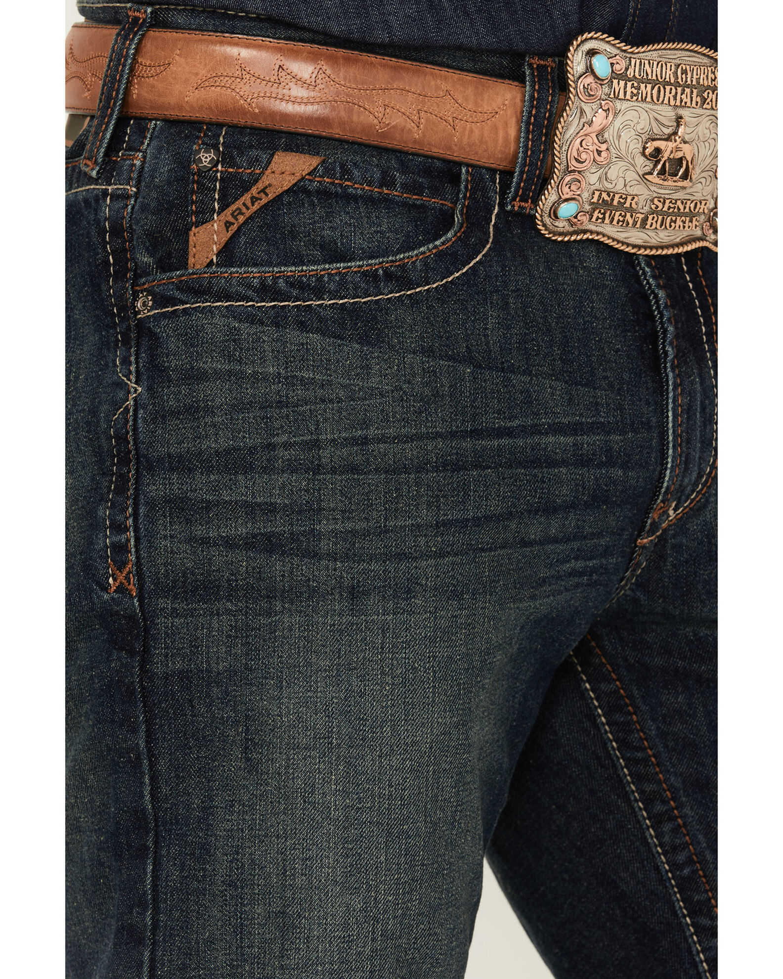 Image #2 - Ariat Men's M2 Dusty Road Dark Wash Relaxed Bootcut Jeans, Denim, hi-res