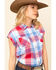 Image #4 - Cumberland Outfitters Women's Americana Plaid Short Sleeve Western Shirt, , hi-res