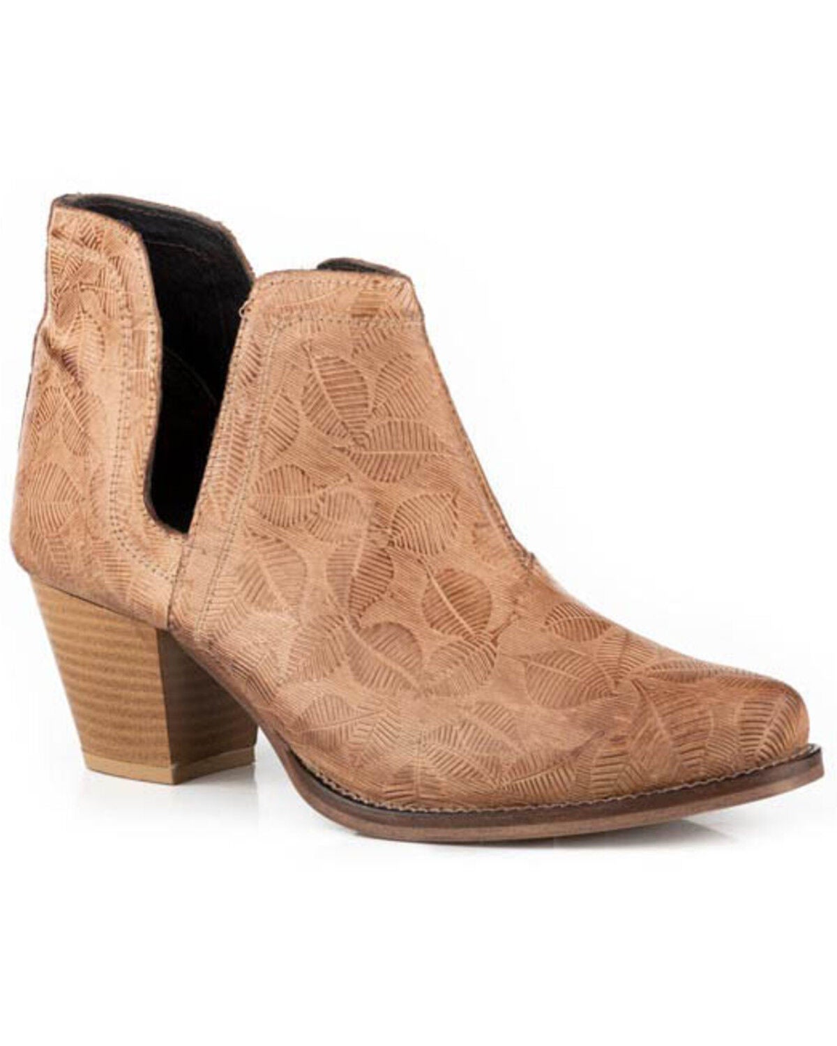 Image #1 - Roper Women's Rowdy Embossed Western Booties - Snip Toe, , hi-res