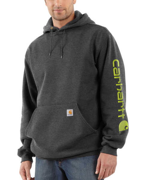 Image #2 - Carhartt Men's Loose Fit Midweight Logo Sleeve Graphic Hooded Sweatshirt - Big & Tall, Medium Grey, hi-res
