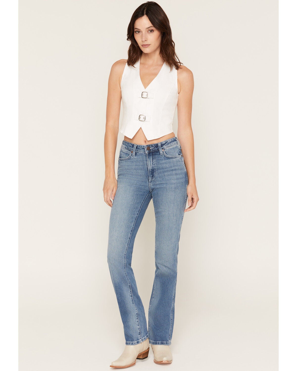 Image #1 - Wrangler Retro Women's Liberty Medium Wash High Rise Bailey Bootcut Stretch Denim Jeans, Medium Wash, hi-res