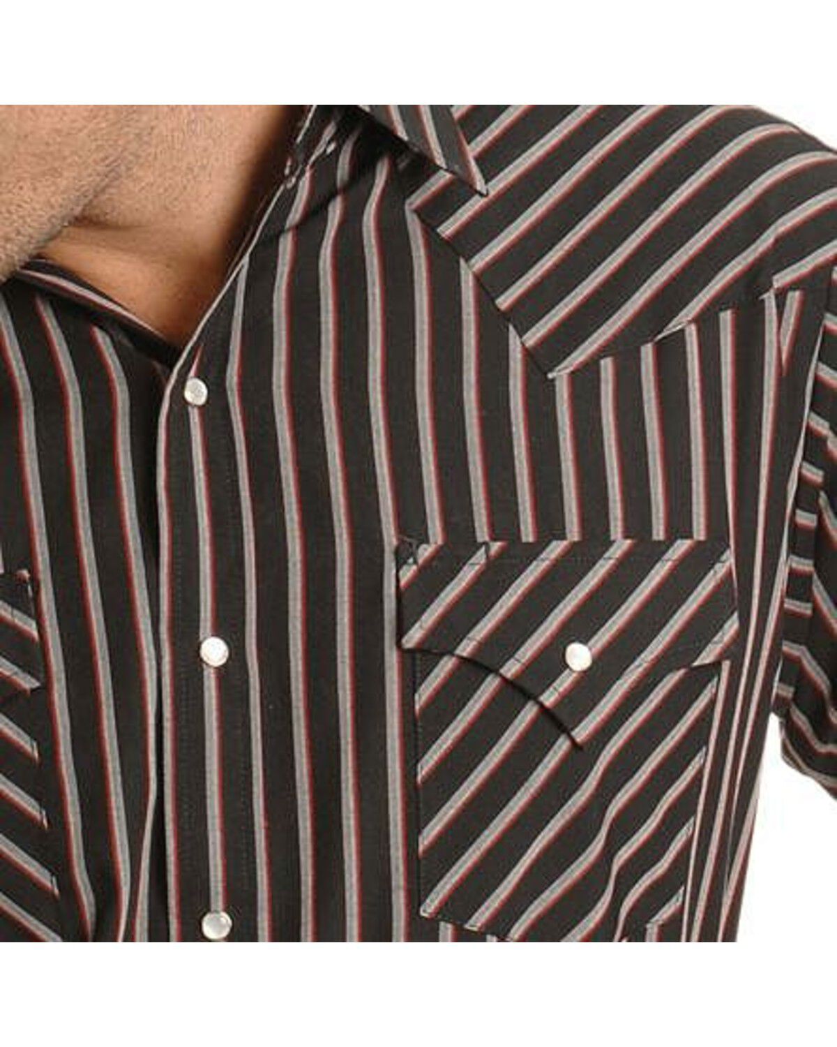 Image #3 - Ely Walker Men's Assorted Plaid or Stripe Short Sleeve Pearl Snap Western Shirt, , hi-res