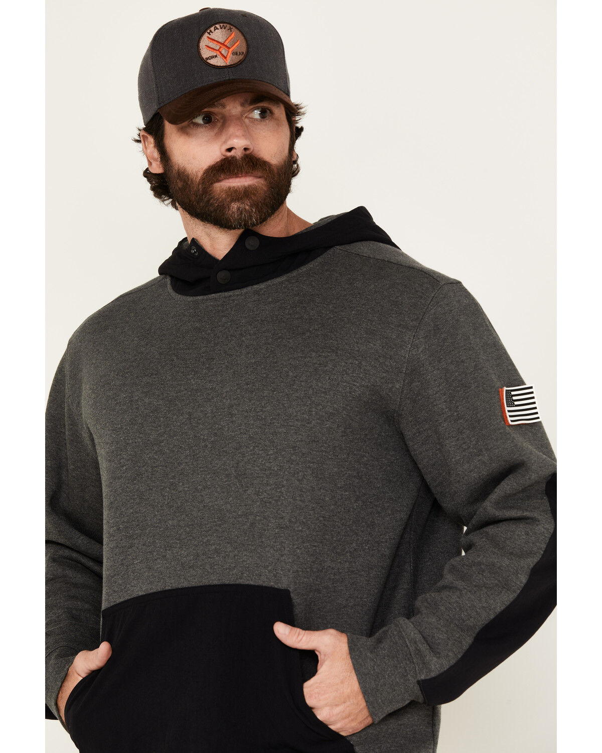 Image #2 - Hawx Men's Montrose Fleece Hooded Sweatshirt, Charcoal, hi-res