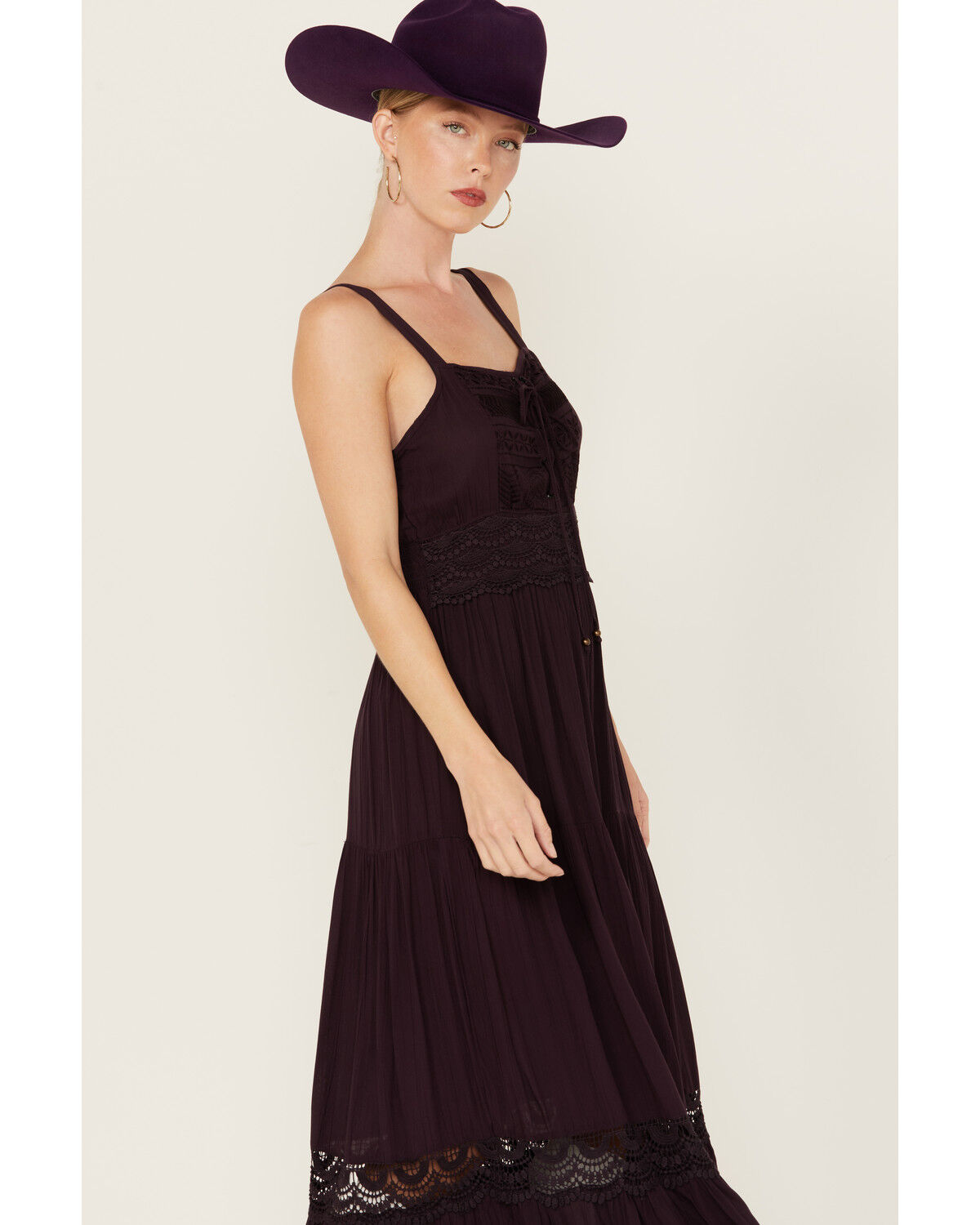 Angie Women's Crochet Lace-Up Maxi Dress - Country Outfitter